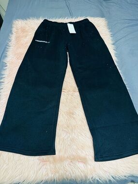 Black Rhinestone Wide-Leg Black  Pants